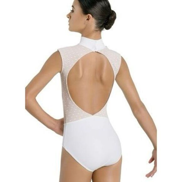 Balera Dance Performance White Point D'Esprit Bodice Leotard MT10549 Adult Mediu - Picture 3 of 10